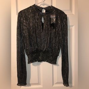 Black/Silver Sheer Blouse Sz. Large